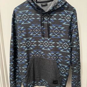 Hurley Men's Gray and Blue Geometric Hoodie